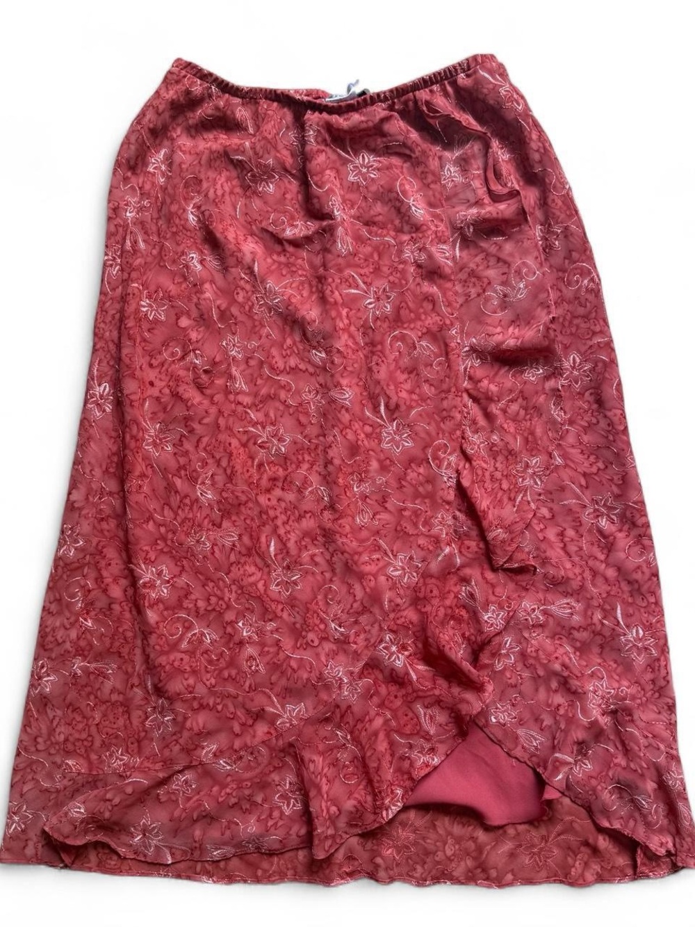 Vintage Y2K Plaza South Asymmetric Ruffle Floral Midi Skirt 14P